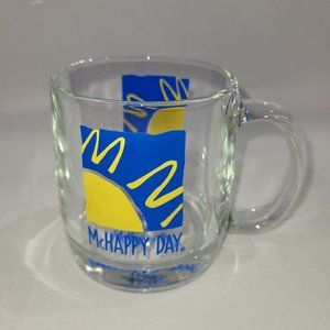 McDonalds McHappy Day Glass Coffee Cup 3.75" Mug Fast Food Restaurant